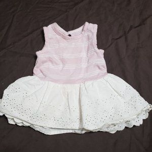Dress Pink Stripe Pattern Top White 100% Cotton 6 - 12 Month Size Joe Fresh